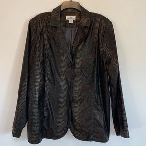 Erin London Black Snakeskin Faux Suede Blazer Jacket